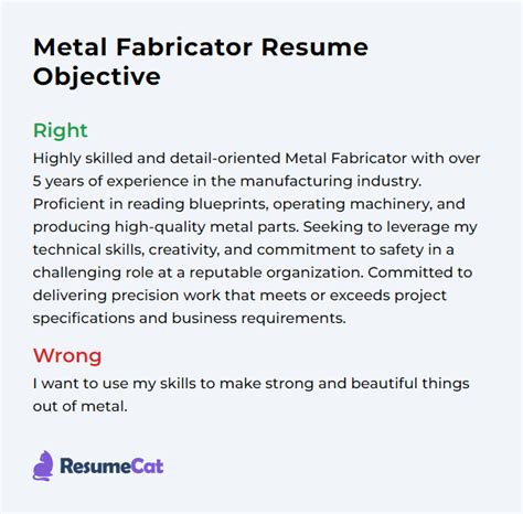 metal fabricator resume objective examples